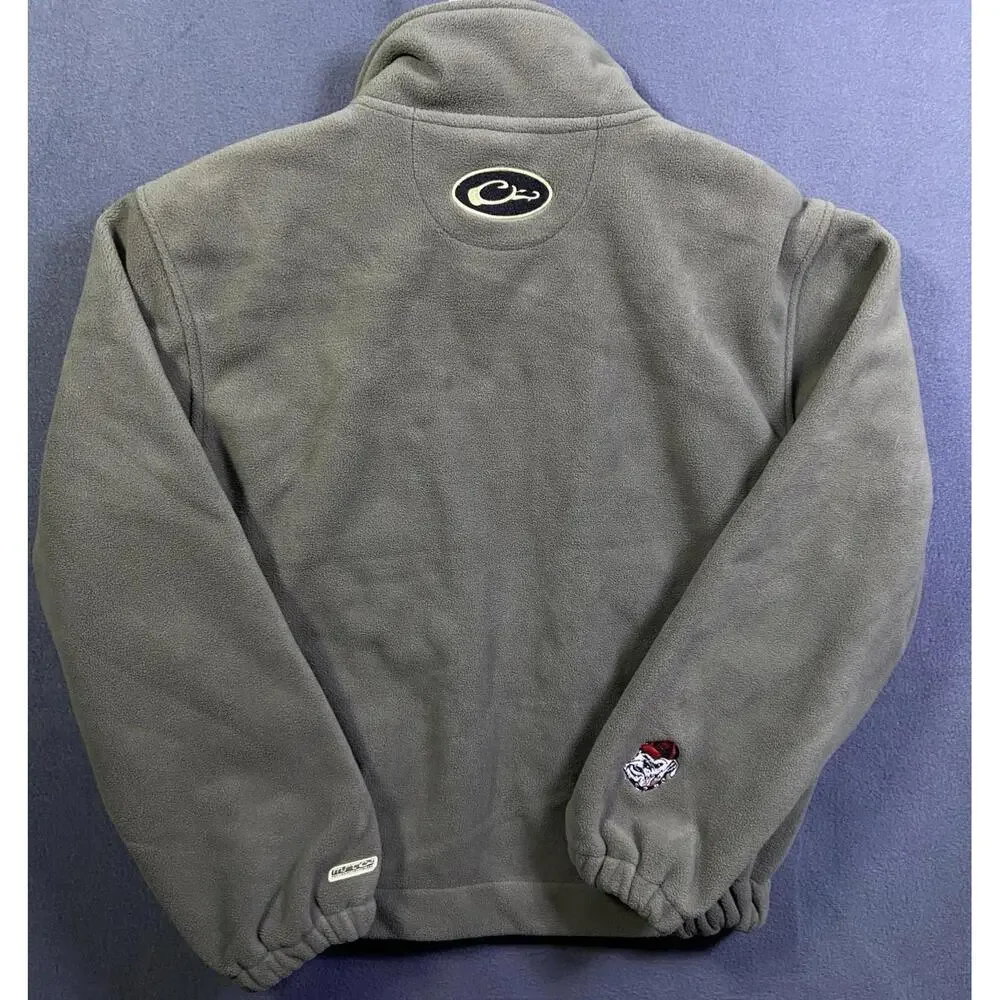 Drake Heavy Fleece Waterfowl Magnattach Georgia Bulldogs Zip Green Jacket Mens S